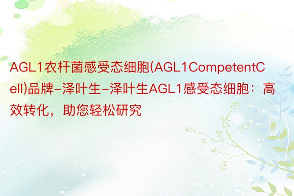 AGL1农杆菌感受态细胞(AGL1CompetentCell)品牌-泽叶生-泽叶生AGL1感受态细胞：高效转化，助您轻松研究